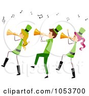 Poster, Art Print Of St Patricks Day Stick People Playing Trumpets