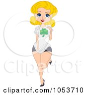 Royalty Free Vector Clip Art Illustration Of A Sexy St Patricks Day Pinup Woman In A Clover T Shirt