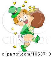 Poster, Art Print Of Cute Leprechaun Toddler Carrying A Pot Of Gold
