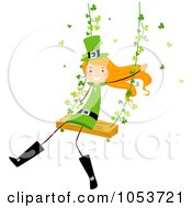 Royalty Free Vector Clip Art Illustration Of A St Patricks Day Stick Girl Swinging