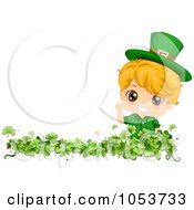 Royalty Free Vector Clip Art Illustration Of A Cute St Patricks Day Boy In A Clover Patch