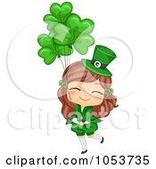 Royalty Free Vector Clip Art Illustration Of A Cute St Patricks Day Girl With Clover Balloons