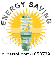 Poster, Art Print Of Spiral Fluorescent Lightbulb With Energy Saving Text - 2