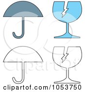 Poster, Art Print Of Digital Collage Of Umbrellas And Fragile Glass