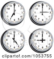 Royalty Free Vector Clip Art Illustration Of A Digital Collage Of Four Wall Clocks by patrimonio