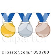 Royalty Free Vector Clip Art Illustration Of A Digital Collage Of Gold Silver And Bronze Medals by patrimonio