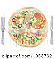 Royalty Free Vector Clip Art Illustration Of Silverware By A Supreme Pizza