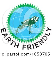 Poster, Art Print Of Frog Over A Globe Above Earth Friendly Text - 1