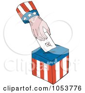 American Hand Inserting A Vote Into A Ballot Box