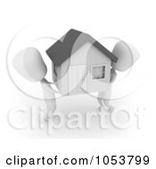Poster, Art Print Of 3d Ivory White Men Moving A House