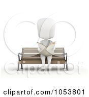 Royalty Free 3d Clip Art Illustration Of A 3d Ivory White Man Reading The Newspaper On The Bench