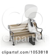 3d Ivory White Businessman Waiting On A Bench