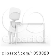 3d Ivory White Man With A Blank White Board - 1