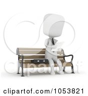 Poster, Art Print Of 3d Ivory White Businessman Reading On A Bench