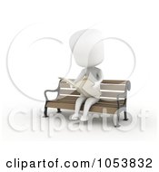 Poster, Art Print Of 3d Ivory White Man Reading The News On The Bench