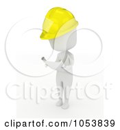 3d Ivory White Man Construction Worker Reading Blueprints