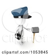 Royalty Free 3d Clip Art Illustration Of A 3d Ivory White Man Mailman By A Mailbox