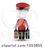 3d Ivory White Man Bellboy Carrying Luggage