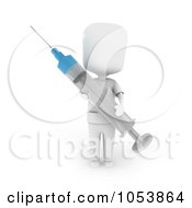 Royalty Free 3d Clip Art Illustration Of A 3d Ivory White Man Nurse Holding A Syringe