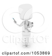 Poster, Art Print Of 3d Ivory White Man Doctor Holding A Syringe