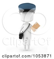 Royalty Free 3d Clip Art Illustration Of A 3d Ivory White Man Mailman Holding A Letter by BNP Design Studio
