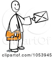 Poster, Art Print Of Stick Mail Man Holding A Letter