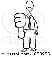 Poster, Art Print Of Stick Businessman Holding A Thumb Down