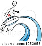 Royalty Free Vector Clip Art Illustration Of A Stick Man Surfing by Frog974