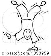 Royalty Free Vector Clip Art Illustration Of A Stick Man Doing A Hand Stand