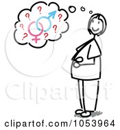 Royalty Free Vector Clip Art Illustration Of A Stick Woman Wondering The Gender Of Her Baby by Frog974