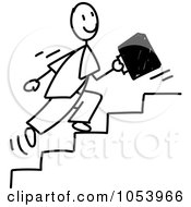 Poster, Art Print Of Stick Businessman Running Up Stairs