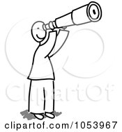 Royalty Free Vector Clip Art Illustration Of A Stick Man Using A Telescope by Frog974