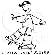 Royalty Free Vector Clip Art Illustration Of A Stick Man Skateboarding by Frog974