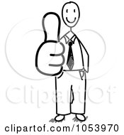 Poster, Art Print Of Stick Businessman Holding A Thumb Up