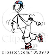 Royalty Free Vector Clip Art Illustration Of A Stick Man Roller Blading