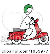 Royalty Free Vector Clip Art Illustration Of A Stick Man On A Scooter