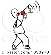 Royalty Free Vector Clip Art Illustration Of A Stick Man Announcing