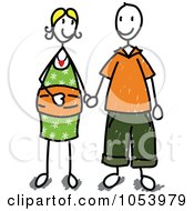 Royalty Free Vector Clip Art Illustration Of A Stick Man And Woman Holding Hands by Frog974