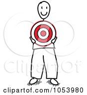 Royalty Free Vector Clip Art Illustration Of A Stick Man Holding A Target