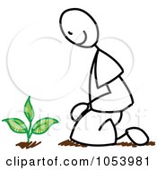 Royalty Free Vector Clip Art Illustration Of A Stick Gardening Man