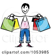 Royalty Free Vector Clip Art Illustration Of A Stick Woman Shopping