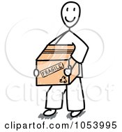 Poster, Art Print Of Stick Man Carrying A Fragile Box