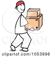 Poster, Art Print Of Stick Man Carrying Boxes