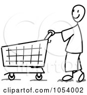 Royalty Free Vector Clip Art Illustration Of A Stick Man Shopping