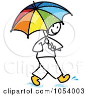 Poster, Art Print Of Stick Man Using An Umbrella