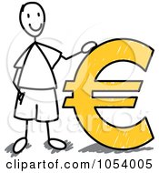 Poster, Art Print Of Stick Man With A Euro Symbol