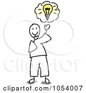Royalty Free Vector Clip Art Illustration Of A Stick Man With An Idea