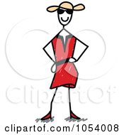 Royalty Free Vector Clip Art Illustration Of A Stick Woman In A Red Dress