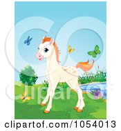 Poster, Art Print Of Cute Horse Surrounded By Colorful Butterflies
