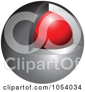 Royalty Free 3d Vector Clip Art Illustration Of A Silver And Red Sphere Logo by vectorace #COLLC1054034-0166